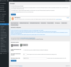 Page screenshot: WP Security &rarr; Firewall &rarr; 404 detection