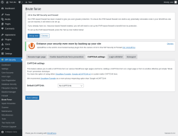 Page screenshot: WP Security &rarr; Brute Force &rarr; CAPTCHA settings