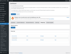 Page screenshot: WP Security &rarr; Debug logs