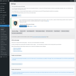 Page screenshot: WP Security &rarr; Settings