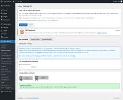 Page screenshot: WP Security &rarr; User Accounts