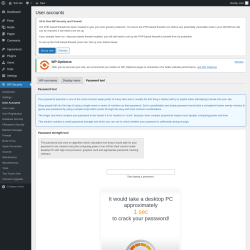 Page screenshot: WP Security &rarr; User Accounts &rarr; Password tool