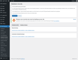 Page screenshot: WP Security &rarr; Database Security &rarr; Database backup