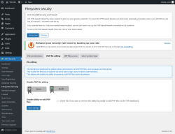 Page screenshot: WP Security &rarr; Filesystem Security &rarr; PHP file editing