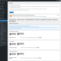 Page screenshot: WP Security &rarr; Firewall &rarr; Additional firewall rules