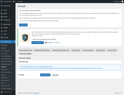 Page screenshot: WP Security &rarr; Firewall &rarr; Advanced settings