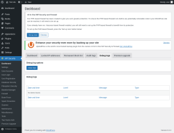 Page screenshot: WP Security &rarr; Debug logs