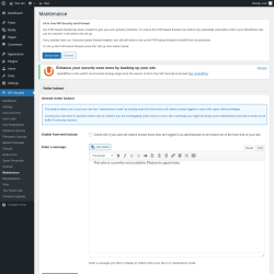 Page screenshot: WP Security &rarr; Maintenance