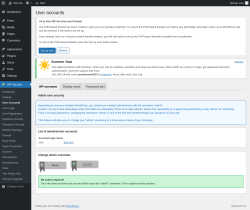 Page screenshot: WP Security &rarr; User Accounts