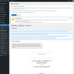 Page screenshot: WP Security &rarr; User Accounts &rarr; Password tool