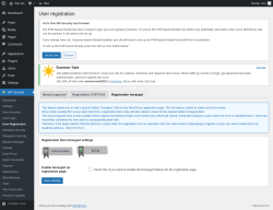 Page screenshot: WP Security &rarr; User Registration &rarr; Registration honeypot