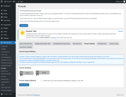Page screenshot: WP Security &rarr; Firewall &rarr; Prevent hotlinks