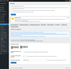 Page screenshot: WP Security &rarr; Firewall &rarr; 404 detection