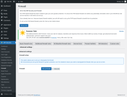 Page screenshot: WP Security &rarr; Firewall &rarr; Advanced settings