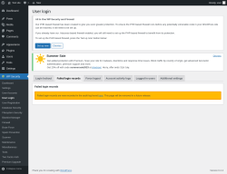 Page screenshot: WP Security &rarr; User Login &rarr; Failed login records