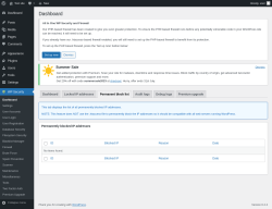 Page screenshot: WP Security &rarr; Permanent block list