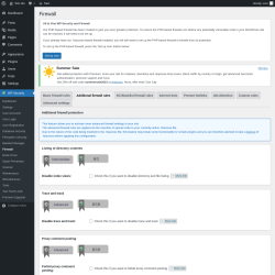 Page screenshot: WP Security &rarr; Firewall &rarr; Additional firewall rules