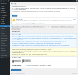 Page screenshot: WP Security &rarr; Firewall &rarr; Internet bots