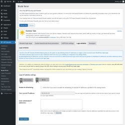 Page screenshot: WP Security &rarr; Brute Force &rarr; Login whitelist