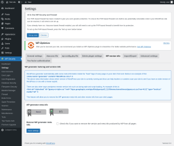 Page screenshot: WP Security &rarr; Settings &rarr; WP version info