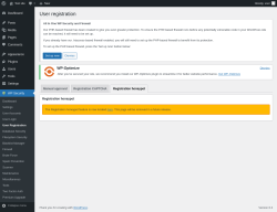 Page screenshot: WP Security &rarr; User Registration &rarr; Registration honeypot
