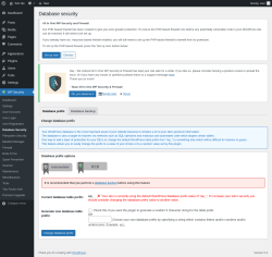 Page screenshot: WP Security &rarr; Database Security