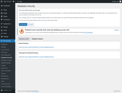Page screenshot: WP Security &rarr; Database Security &rarr; Database backup
