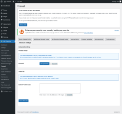 Page screenshot: WP Security &rarr; Firewall &rarr; Advanced settings