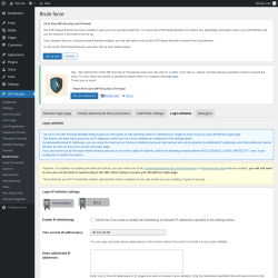Page screenshot: WP Security &rarr; Brute Force &rarr; Login whitelist