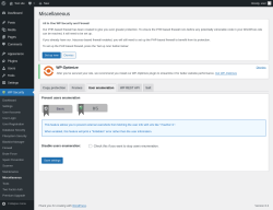 Page screenshot: WP Security &rarr; Miscellaneous &rarr; User enumeration