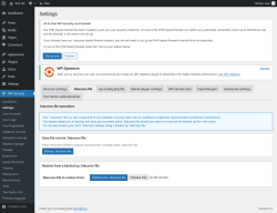 Page screenshot: WP Security &rarr; Settings &rarr; .htaccess file