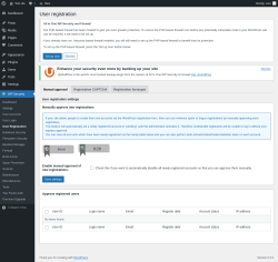 Page screenshot: WP Security &rarr; User Registration