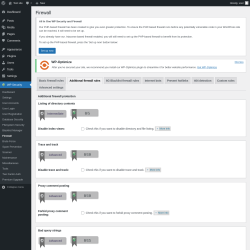 Page screenshot: WP Security &rarr; Firewall &rarr; Additional firewall rules