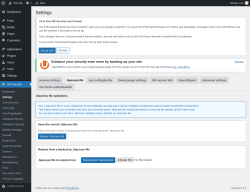Page screenshot: WP Security &rarr; Settings &rarr; .htaccess file