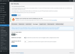Page screenshot: WP Security &rarr; User Security &rarr; Force logout