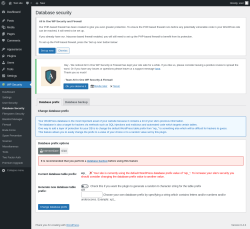 Page screenshot: WP Security &rarr; Database Security