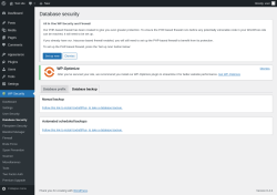 Page screenshot: WP Security &rarr; Database Security &rarr; Database backup