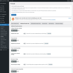 Page screenshot: WP Security &rarr; Firewall &rarr; Additional firewall rules