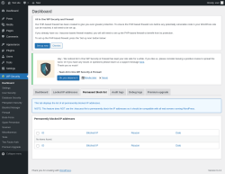 Page screenshot: WP Security &rarr; Permanent block list