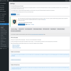 Page screenshot: WP Security &rarr; Settings