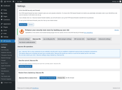 Page screenshot: WP Security &rarr; Settings &rarr; .htaccess file