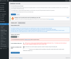 Page screenshot: WP Security &rarr; Database Security