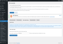 Page screenshot: WP Security &rarr; File Security &rarr; Host system logs