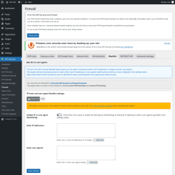 Page screenshot: WP Security &rarr; Firewall &rarr; Blacklist