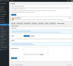 Page screenshot: WP Security &rarr; Firewall &rarr; Advanced settings