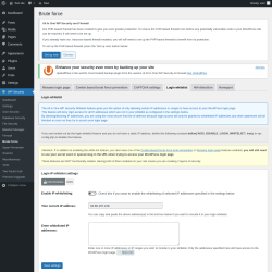 Page screenshot: WP Security &rarr; Brute Force &rarr; Login whitelist