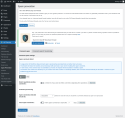 Page screenshot: WP Security &rarr; Spam Prevention