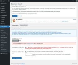 Page screenshot: WP Security &rarr; Database Security