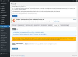 Page screenshot: WP Security &rarr; Firewall &rarr; WP REST API