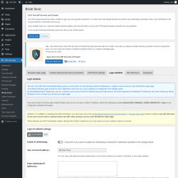 Page screenshot: WP Security &rarr; Brute Force &rarr; Login whitelist